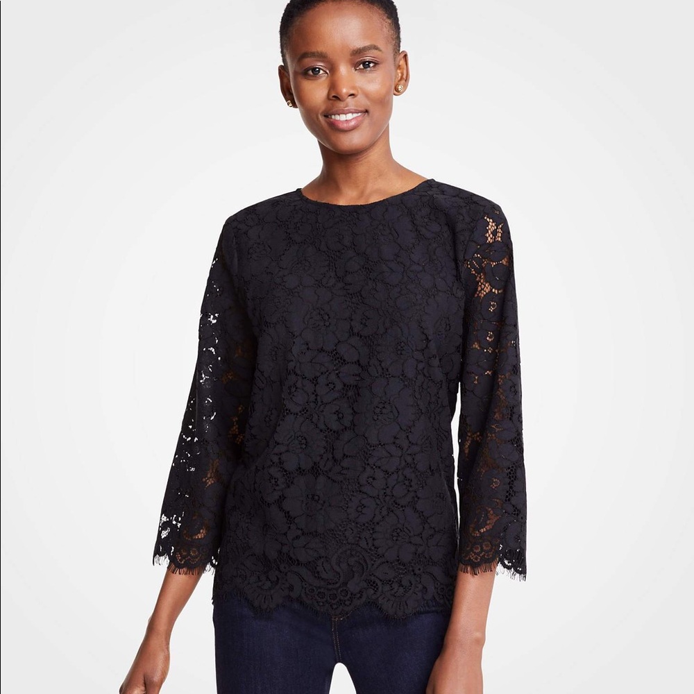 H&M Black Lace Top High neck